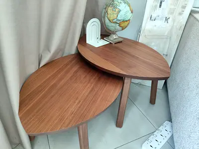 British made Oak - Pair of Wooden Nesting Coffee Tables - Mid-century Style