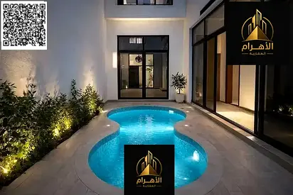 Corner villa for sale, 5000 sq ft, high-end finishing, with a swimming pool, close to amenities and