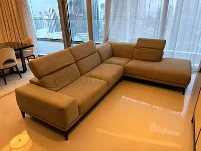 Looks great Condition Natuzzi Italian L Shape Sofa dark gray