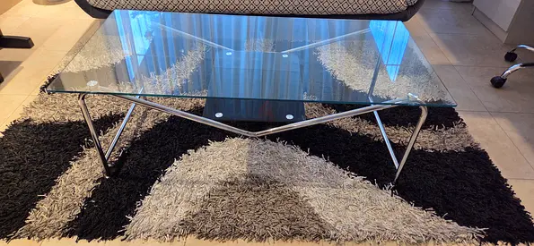 Glass Top Coffee Table with Chrome Frame - Good Condition