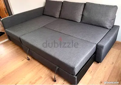 Grey L-shaped Sofa Bed with Pull Out Mattress