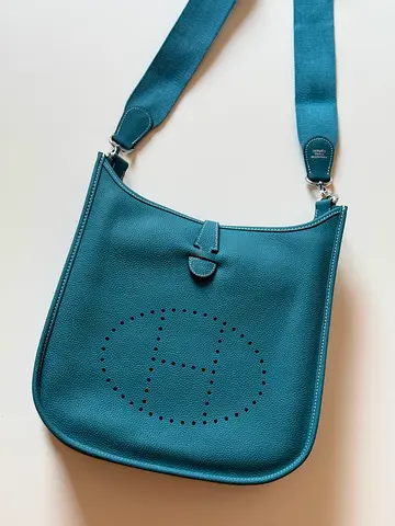 Harmess Teal Leather Shoulder Bag with Wide Strap