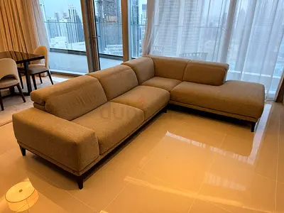 Comfortable Natuzzi Italian L Shape Sofa with adjustable head Rest
