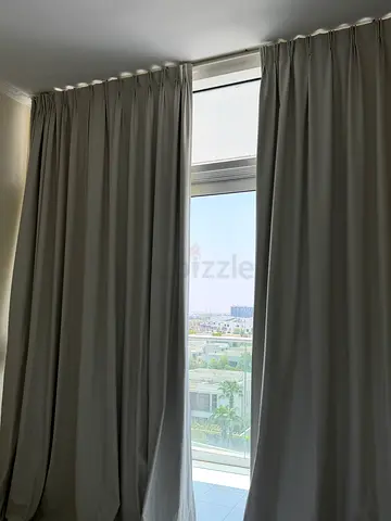 Thick black out Light-blocking grey full-length curtains - excellent condition