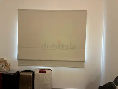 Off-white fabric Roman blind certains - good condition, 2 panels