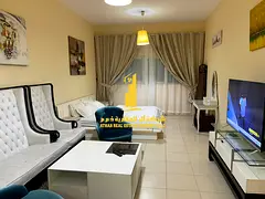 A luxurious studio open view with a semi-detached kitchen, fully furnished, elegant furniture and a 