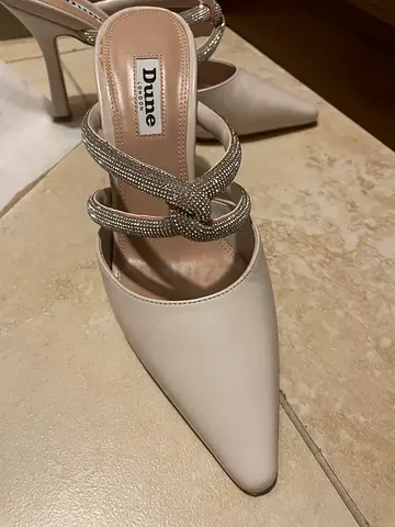 Dune London women's ivory slingback heels with crystal straps - size available