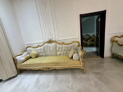 Classic Gold Trim Sofa - Elegant Upholstered 3-Seater(7 Sofas)