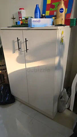 White 2-Door Storage Cabinet with Shelves - Good Condition