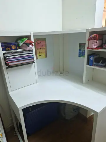 IKEA White corner study desk with shelves and hutch