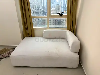 White Left-Arm Chaise Lounge Sofa - Used