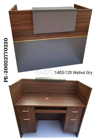 Used walnut grey reception desk with storage - good condition