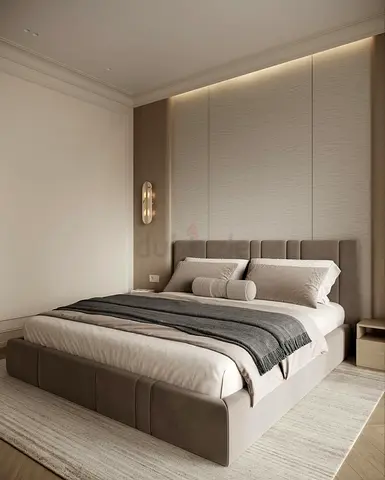 Modern Upholstered Bed Frame with Headboard