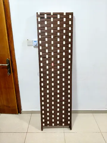 Tall Woven Room Divider / Decorative Screen - Dark Brown, Good Condition