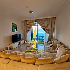 Furnished two-bedroom apartment for monthly rent in Ajman Corniche Towers. Includes utilities, inter