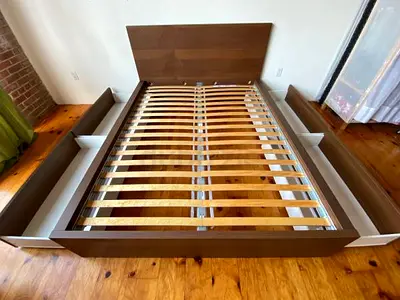 IKEA Brown MALM Double Storage Bed with IKEA Mattress 140 x 200 cm