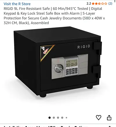 Rigid fire resistant safe box