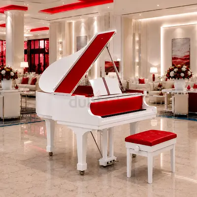 BRAND NEW LUXURIOUS WHITE AND RED GRAND PIANO