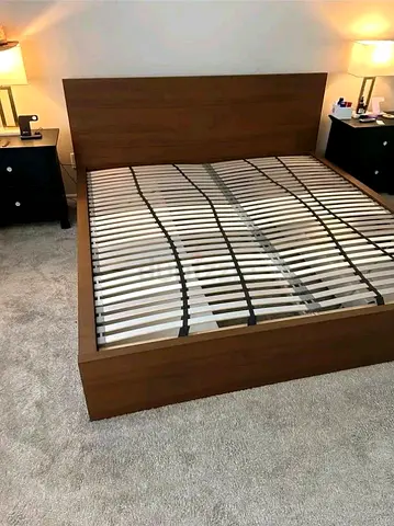 IKEA Brown MALM King Storage Bed with IKEA Mattress 180 x 200 cm