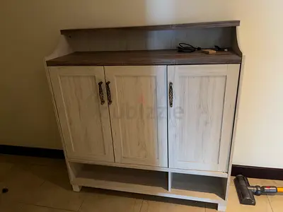 Light wood sideboard cabinet with top shelf - good condition