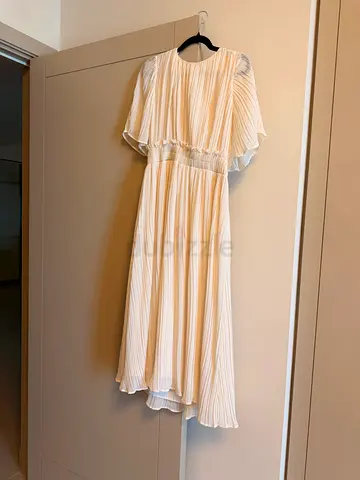 ZARA White Pleated Maxi Dress