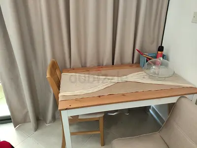 British made Solid wood dining table with four chairs - light pine, good condition
