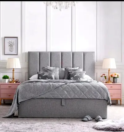 Modern Grey Upholstered Ottoman Bed