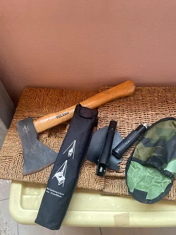 Bar b q ,camping hatchet / small axe with sheath and accessories