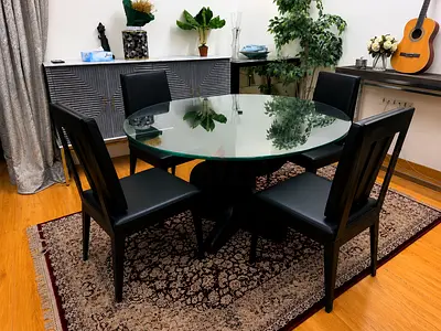 Crate And Barrel Round Dining Table With Leather Chairs