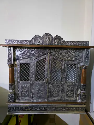 Silver & Copper Crafted Home Temple (Mandir)