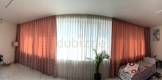 Full-length Rose Gold Curtains with Sheer White Inner Panels - Set of Drapes , almost new 2 year old