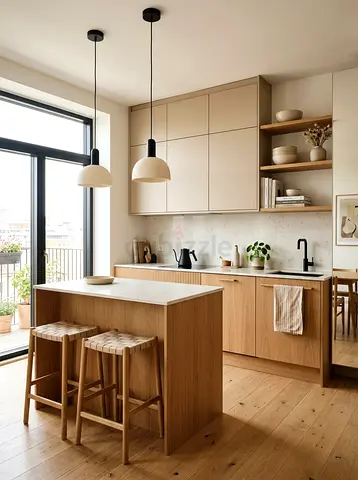 Modern oak kitchen island