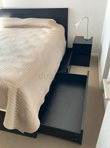 Ikea malm king size bed with ikea mattress like a brand new - black color