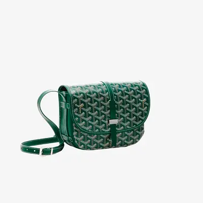 Green patterned leather crossbody bag - Goyard style