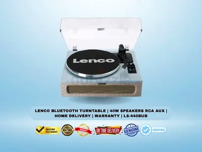 Lenco Bluetooth Turntable | 40W Speakers RCA AUX | Home Delivery | Warranty | LS-440BUB