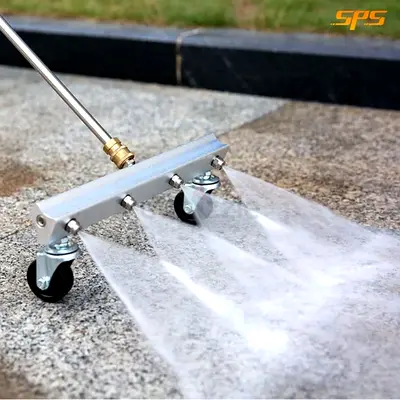 Surface cleaner floor nozzle attachment for pressure washer (3-jet) - with wheels