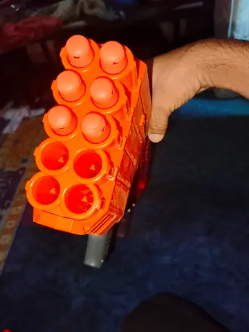 Nerf-style Orange Foam Dart Blaster (7-dart Front Carousel)