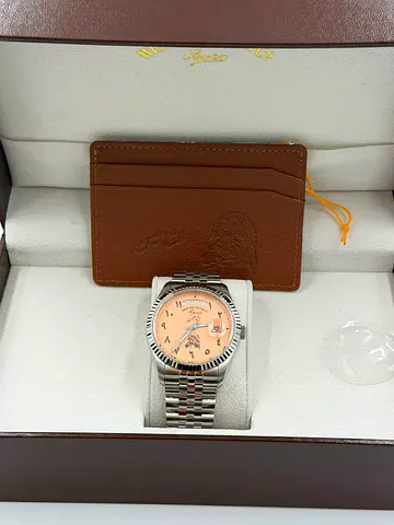 Men's stainless steel automatic watch with rose dial - like new