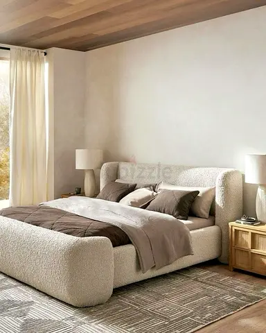 Modern Boucle Upholstered Bed Frame