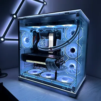 Aesthetic RTX 3080TI Ryzen 7 5800X Gaming PC Rendering PC