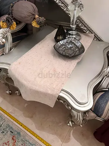 4 x Silver ornate side table / console with mirrored finish - good condition