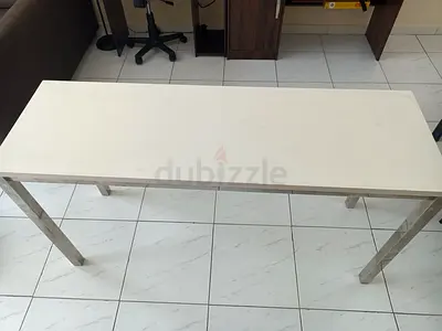 Simple white rectangular dining/work table - sturdy, compact