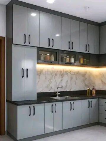 Custom made Modern grey modular kitchen cabinets - complete set| New Kitchen cabinets