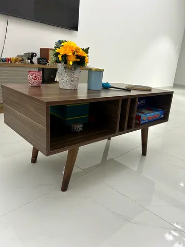 Mid-century Modern Wooden Coffee Table with Storage