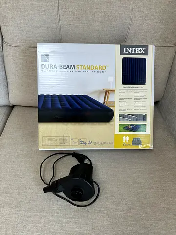 Intex Dura-Beam Standard Single Air Mattress with Electric Pump