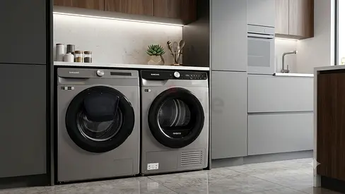 Samsung Front Load Washer & Dryer Pair – Grey, Excellent Condition