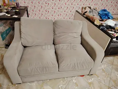 5-seater beige fabric sofa in good used condition
