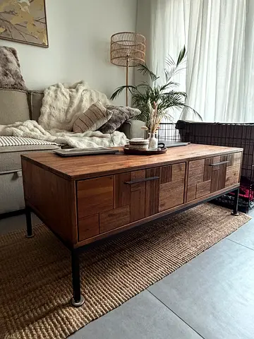Industrial Style Wooden TV Unit with Metal Legs / Coffee table