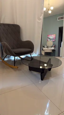 Urgent Sell. Excellent Condition Tauber Rocking Chair with Glass Center Table. 10 month old..
