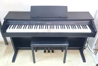 The Casio AP-250 is a digital upright piano featuring 88 weighted hammer-action keys, synthetic